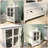 Single Glass Door Buffet Cabinet with Antique Bell Handle - White Kitchen & Living Room Storage Sideboard