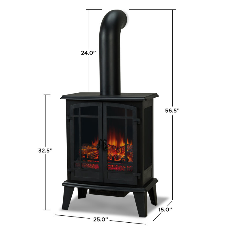 Foster Black Metal Free-Standing Electric Fireplace with Mantel