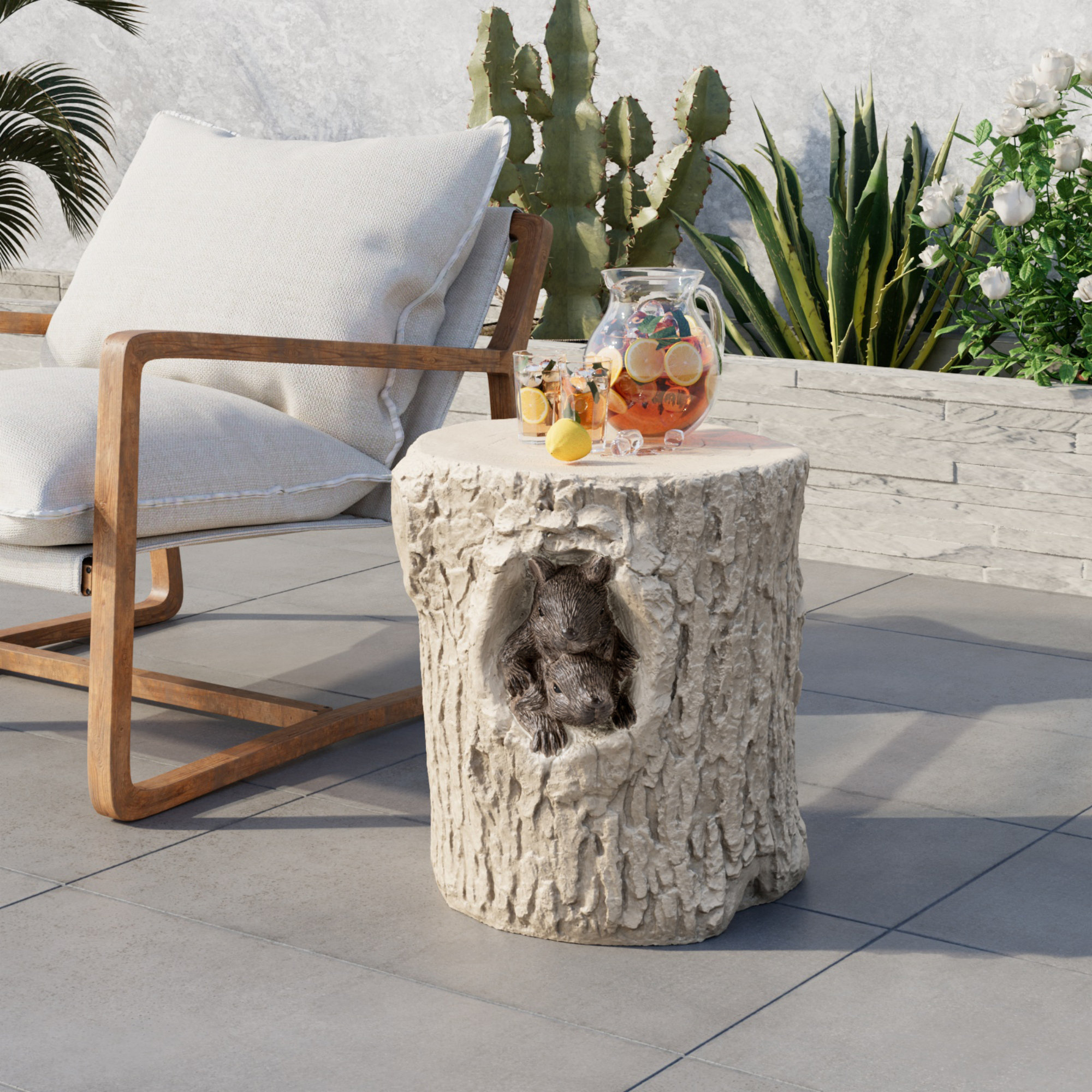 Millwood Pines Stone Outdoor Side Table & Reviews Wayfair