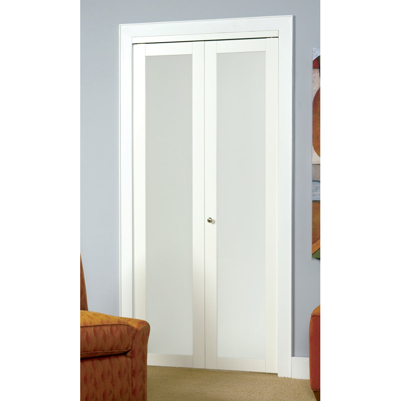 Porte pliante en verre à 1 carreau Euro, 29,75 po x 77,9375 po, Blanc cassé