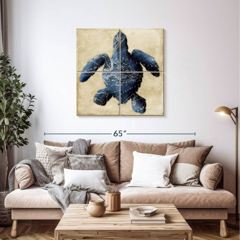 Brampt Map Turtle Indigo, 38" H x 38" W