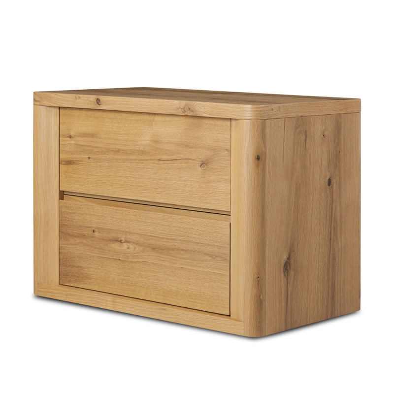 Table de chevet Novella - Placage de chêne naturel épais et aléatoire