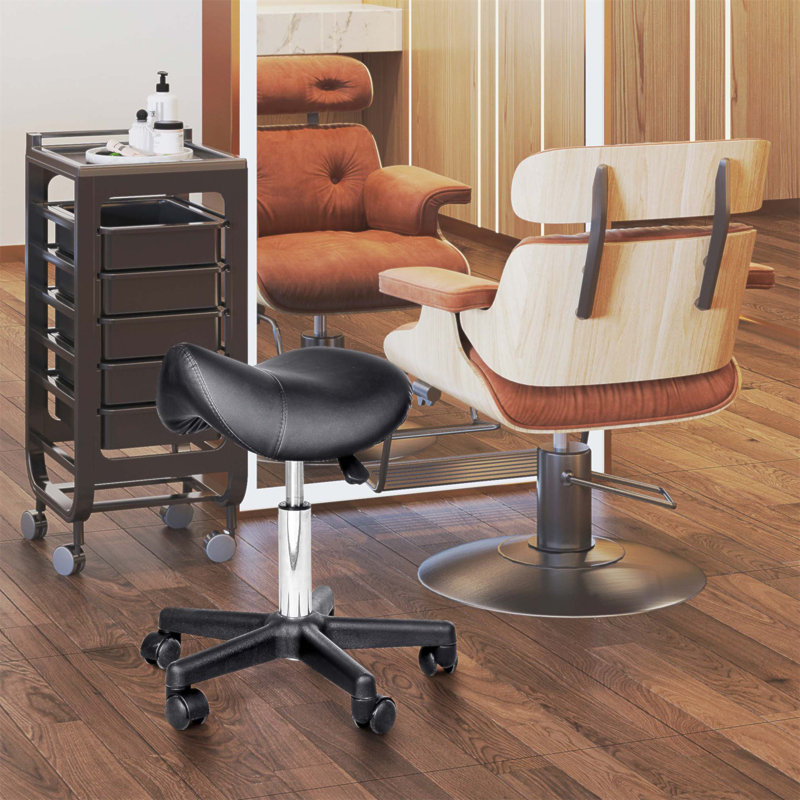 Tabouret ergonomique en similicuir à roulettes, hauteur réglable avec roulettes pour le confort du spa, du salon et du bureau