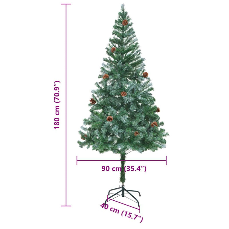 Artificial Christmas Tree with Stand 180 cm PVC and Steel, Green