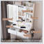 Bureau de maquillage compact avec lumières DEL réglables, prises de courant intégrées et rangement dissimulé pour les petites chambres