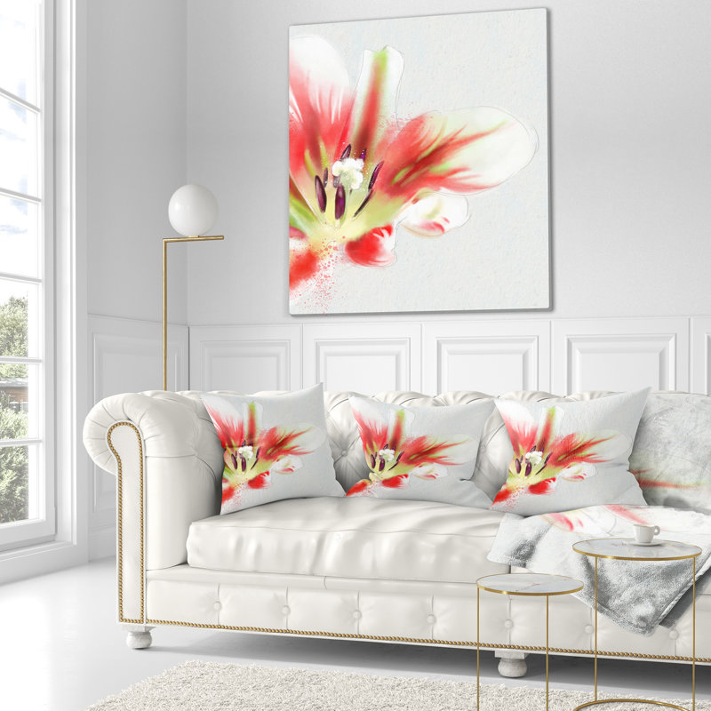 Grand coussin floral tulipe aquarelle, 16 po x 1 po, Coussin décoratif