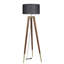 Lampe sur pied moderne avec corps en charme, noir et noyer, hauteur de 63,0 pouces | Capuchon en tissu, douille E27 (40 W maximum), diamètre du capuchon de 18,9 pouces | Éclairage élégant et fonctionnel pour les espaces de salon et de bureau, peinture électrostatique séchée au four-224245812
