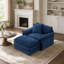 Fauteuil d'appoint moderne en chenille avec repose-pieds, idéal pour le confort du salon et de la chambre.-2076264700