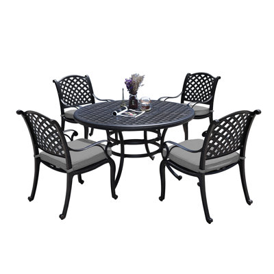 5-Piece Cast Aluminum Round Dining Set