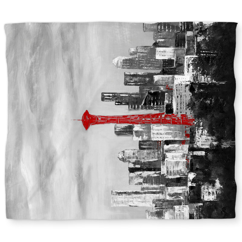Space Needle in Red Duvet Cover | Industrial Home Decor