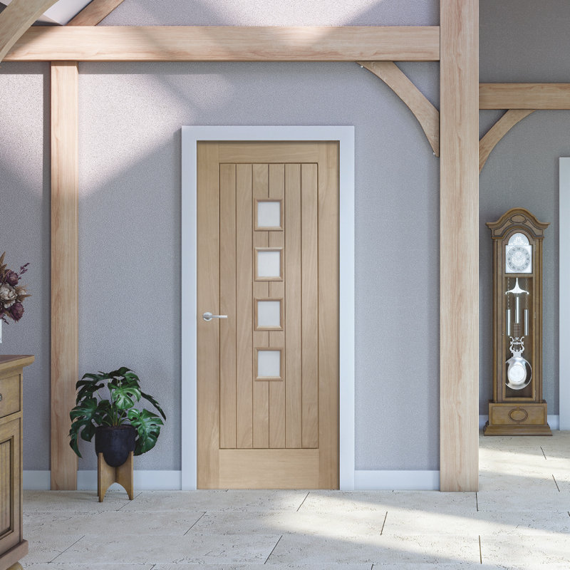Internal Oak Suffolk 4 Light with Obscure Glass, 1981mm H x 838mm W x 35mm D