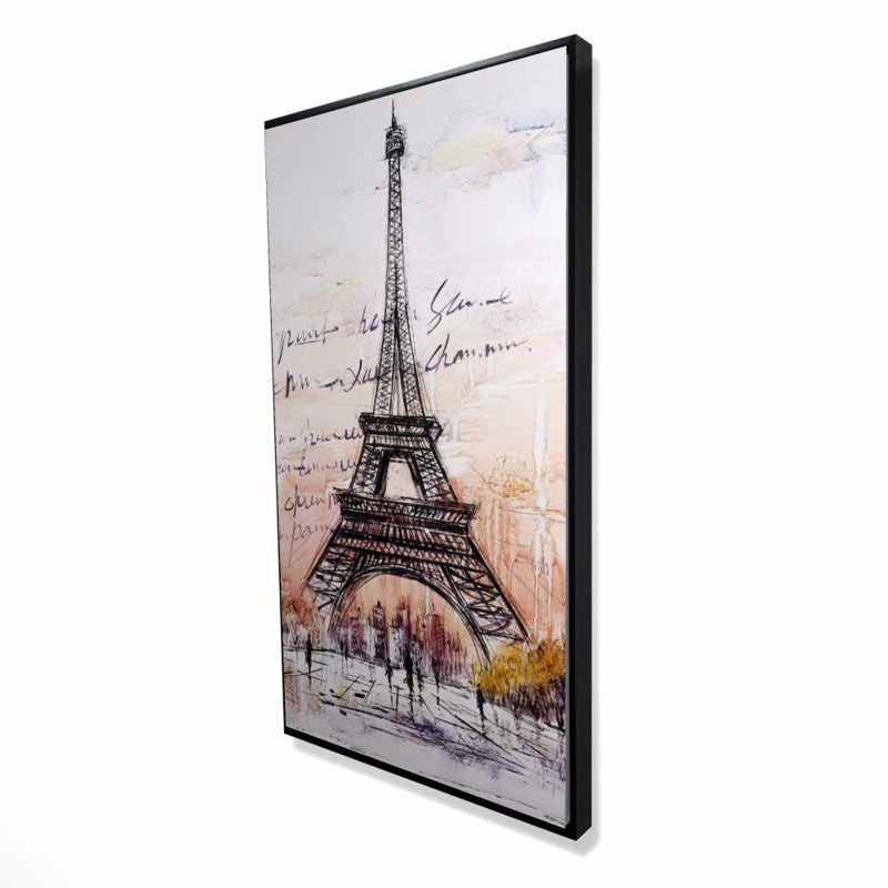 Croquis de la Tour Eiffel, toile | Décor de chambre romantique gris