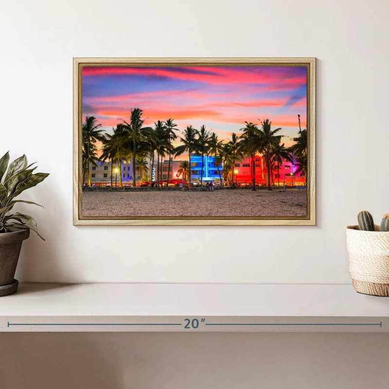 Miami Beach, États-Unis, Cadre flottant en bois naturel, 13 po x 9 po