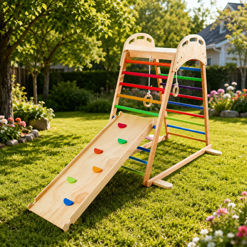 Aire de jeu en bois 4 en 1 pour enfants