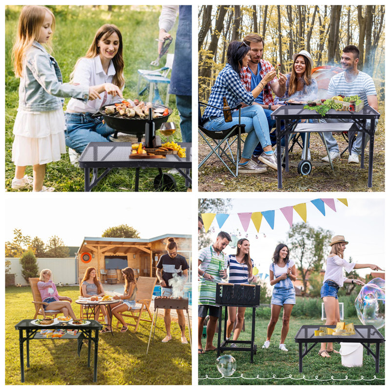 Table de camping extérieure Birzer, H 26,4 po x l 23,7 po x L 35,5 po