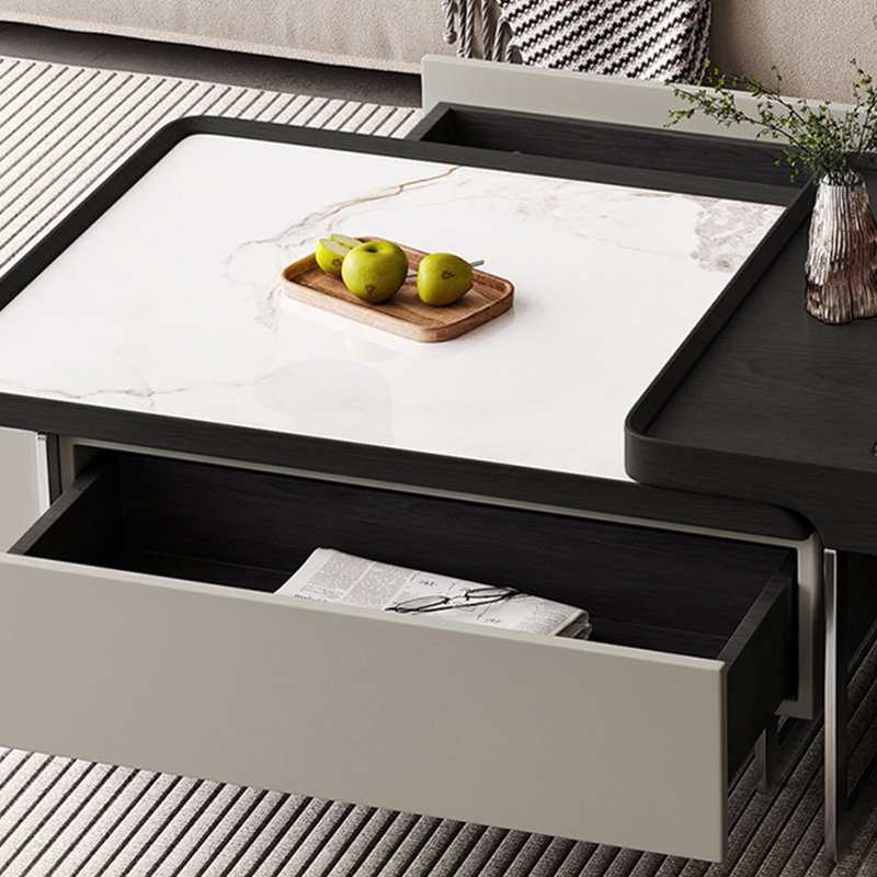 Italian minimalist light luxury coffee table, Black/White