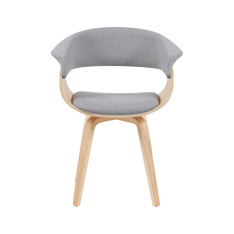 Krystyna Mid-Century Upholstered Dining Chair, Gray, Oak Wood