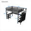 Lit mezzanine pleine grandeur tout-en-un avec rangement, structure en métal compacte avec bureau en forme de L, garde-robe et lumières DEL, noir élégant pour enfants, adolescents et adultes