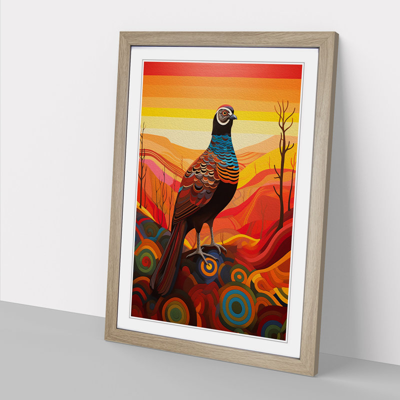 Partridge Colour Field - Single Picture Frame Print on Wood, Oak Framed, 64cm H x 46cm W x 2" D