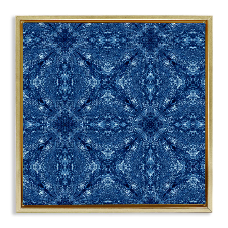 Cadre flottant à motif mosaïque à motif El Perkin, Cadre flottant métallique doré, H 18 po x l 18 po