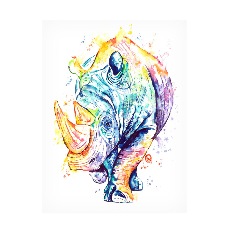 Lisa Whitehouse Rhino, art sur toile, H 19 po x l 14 po
