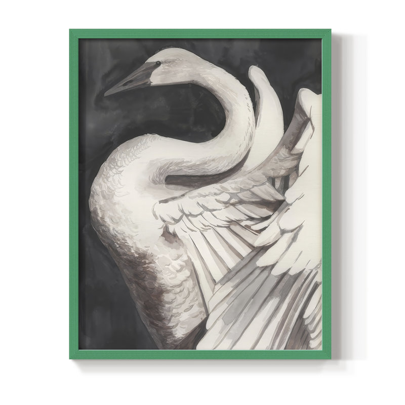 Swan Dance II, reproduction encadrée - bois massif, H 11 po x l 9 po, Vert