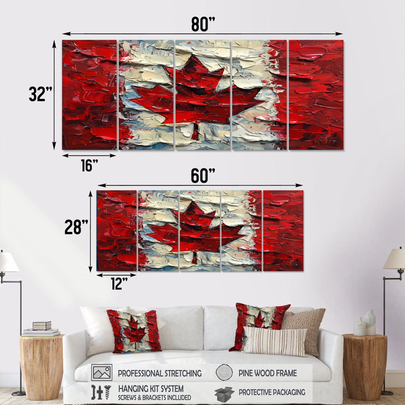 Drapeau du Canada II - ensemble de reproductions d'art mural, H 28 po x l 60 po
