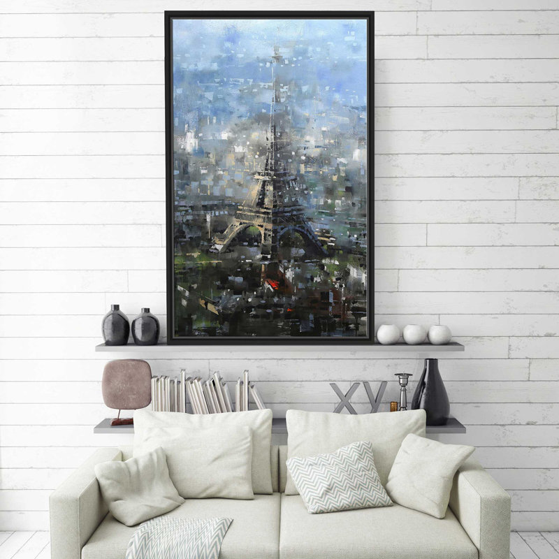 Bleu Paris par - Peinture, Cadre flottant noir, H 51,5 po x l 31,5 po x P 2 po