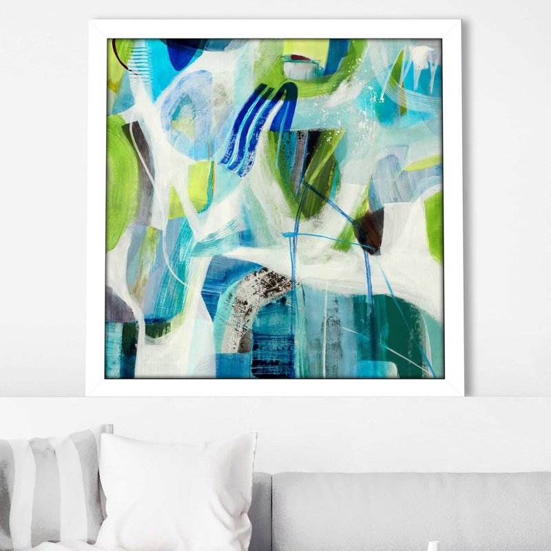 «Rhyming - Floater Frame», peinture sur toile, Cadre blanc, H 25,5 po x l 25,5 po x P 1 po