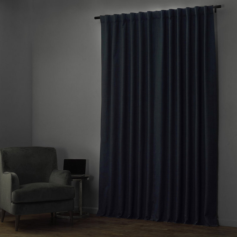 Performance Linen Hotel Blackout Indoor Single Cur Blackout Curtain Single Panel, 50" W x 120" L, Dark Blue
