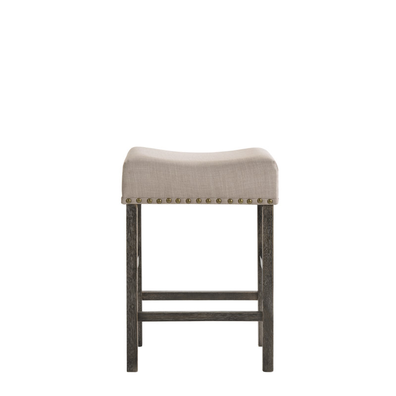 Tabouret de comptoir avec siège rembourré de 26 po Devon, Gris patiné