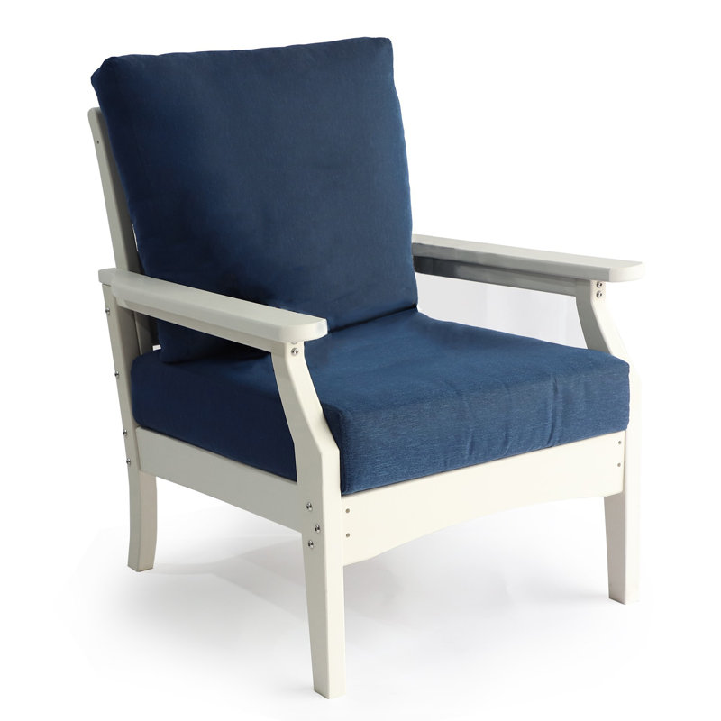 Aspen Deep Seating Chair, White Frame/Navy Cushion