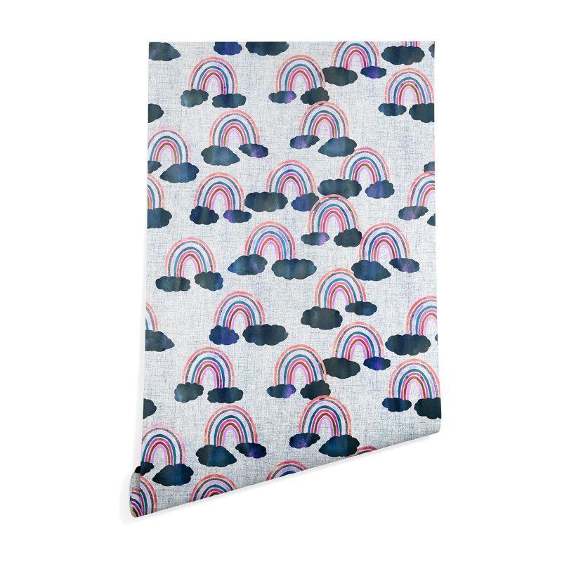 Panneau de papier peint adhésif et colle schatzi brown seulement rainbows, l 24 po x L 8 pi