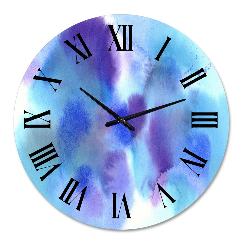 Bleu et violet Cloudscape - horloge murale moderne, Médium