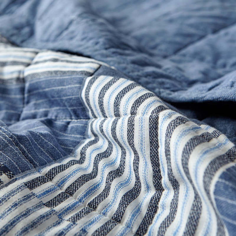 Ensemble de courtepointe réversible en coton Nautica Holly Grove, Bleu, Double/Grand