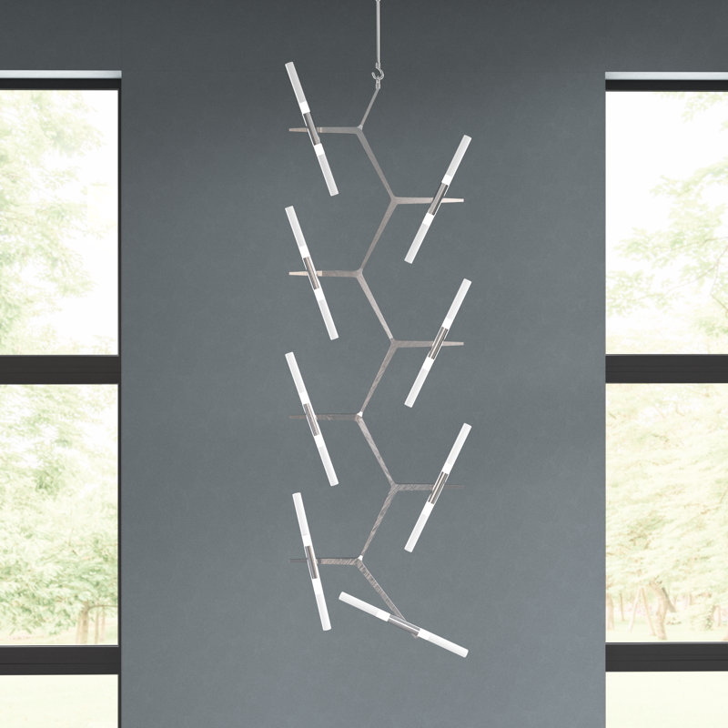 Dejong 20 - Light Dimmable LED Sputnik Modern Linear Chandelier, Dark Bronze