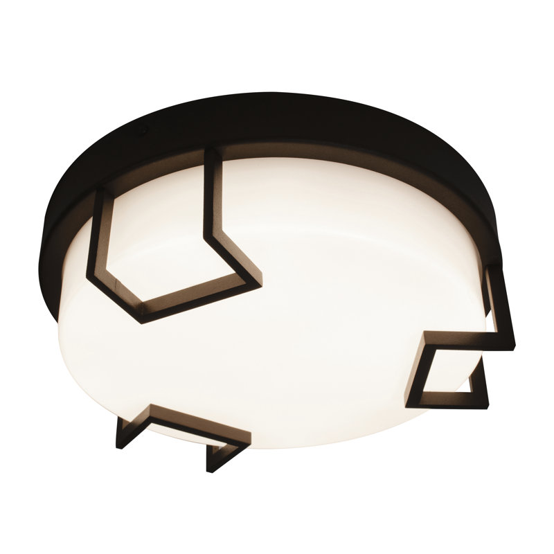 Seager Acrylic Flush Mount, 3.75"H x 12"W x 12"D, Textured Bronze