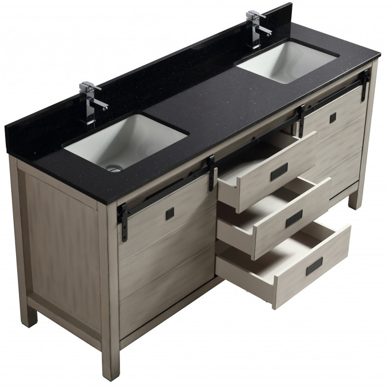 Base de meuble-lavabo double 71 po seulement, Gris antique