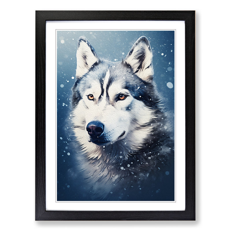 Husky Digital No.2 - Framed Print, 34cm H x 25cm W x 2cm D, Black Framed
