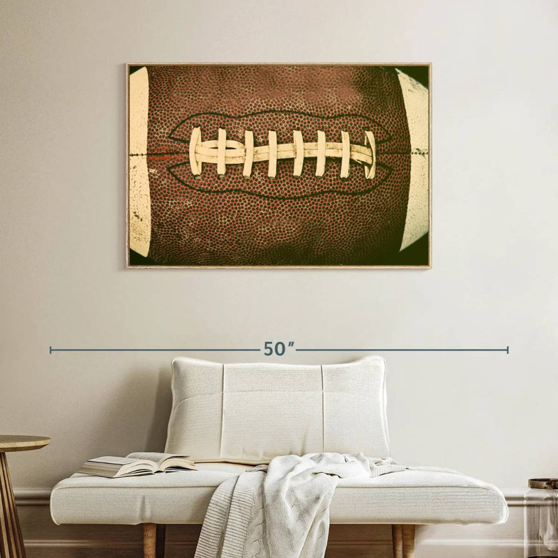 Vieux football, Cadre flottant en bois naturel, 40 po x 27 po