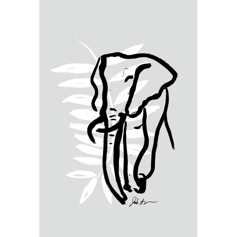 «Azor Inked Safari Leaves II-Elephant On Canvas» par Jodi Augustine, reproduction, H 36 po x l 24 po x P 1,25 po