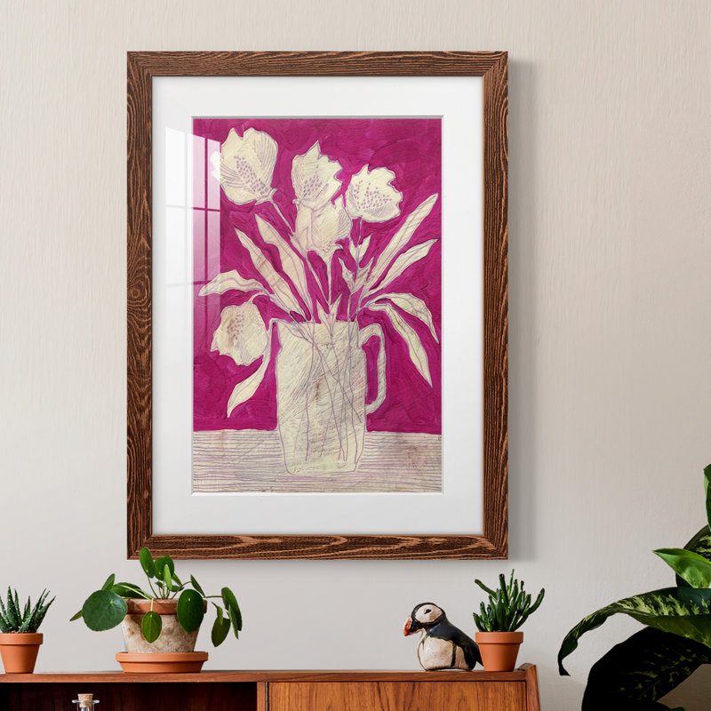 Fuchsia Arrangement II encadré mat - prêt à accrocher, Érable, H 44 po x l 31 po x P 1 po