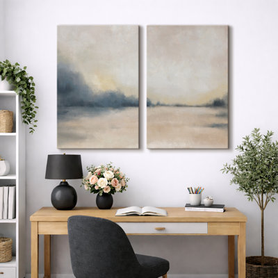 «Landscape Abstract Shapes Illustration», reproduction encadrée sur toile, 2 pièces