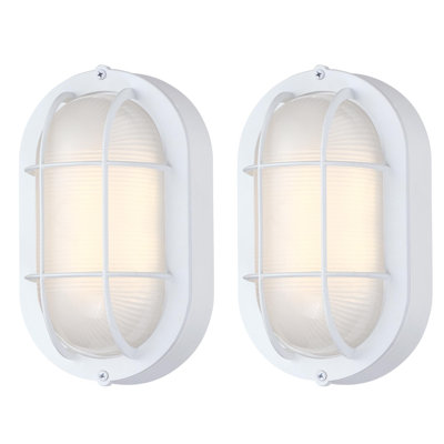 Gilletta Integrated LED Outdoor Light with Ellipse Frosted  Glass Shade, Dimmable