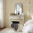 17.3" Faux Fur Vanity Stool with Storage, Metal Legs Dressing Bench for Bedroom-1270755165