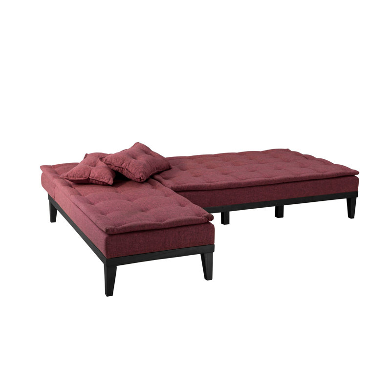 Canapé modulaire d'angle rembourré 88,6 po Sky, Velours rouge Claret