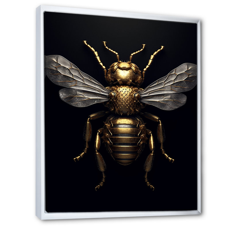 «Mecanical Bumble Bee I», reproduction d'art sur toile, H 32 po x l 24 po x P 1 po, Cadre flottant blanc