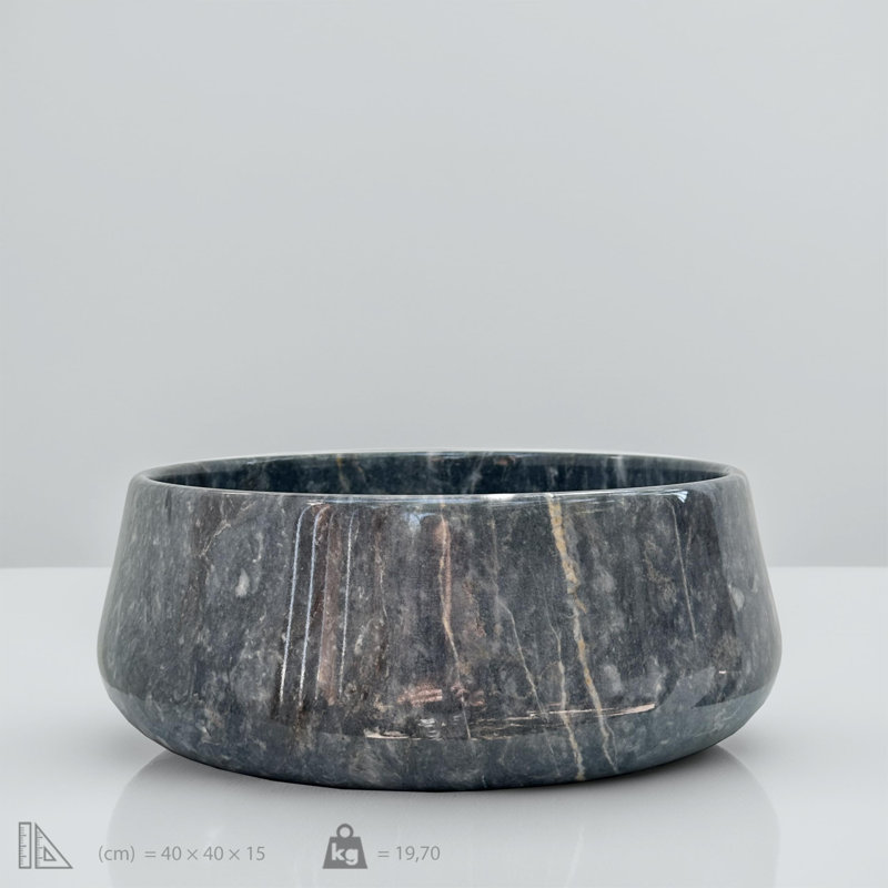 King Blue Marble Vessel Sink - Dark Grey Round Bathroom Sink - Handcrafted Premium Marble