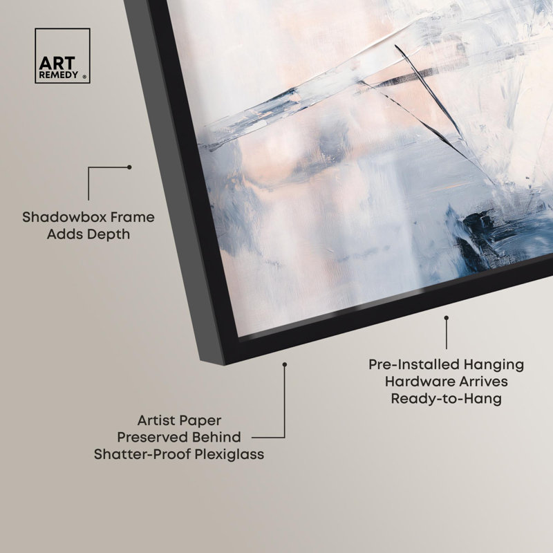 «Blue Rapture I Shadowbox Print», art mural bleu par Art Remedy, H 11 po x l 16 po, Noir