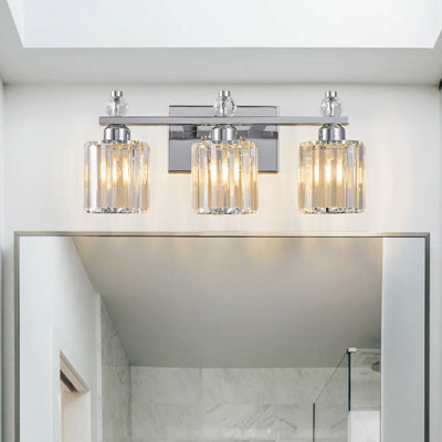 Bathroom Vanity Lamp Modern Crystal Vanity Lamp With Cylindrical Shade Bathroom Light Fixture Mirrored Crystal Bathroom Vanity Lighting Fixture